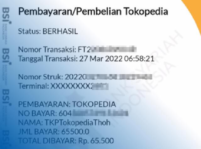 Contoh Transfer BSI Mobile Asli