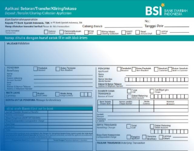 Form Setor Tunai BSI